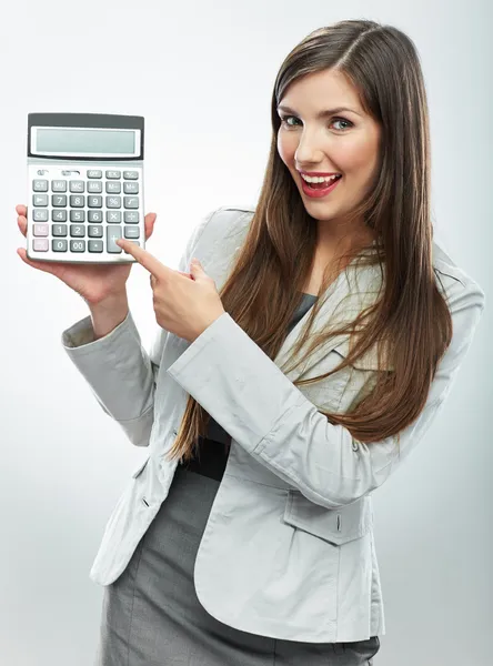 Mujer con calculadora —  Fotos de Stock