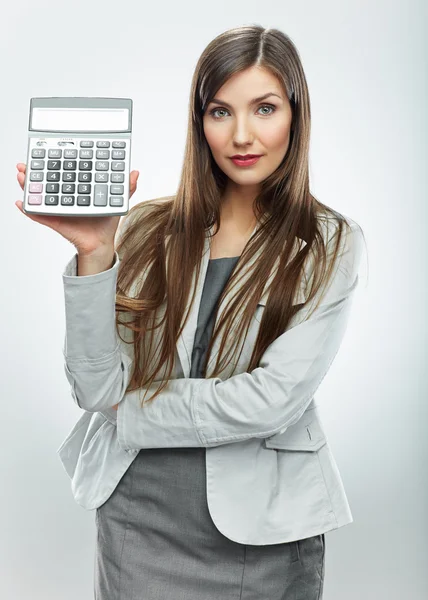 Mulher com calculadora — Fotografia de Stock