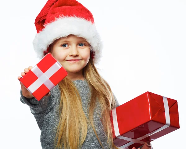 Girl hold gift box — Stock Photo, Image