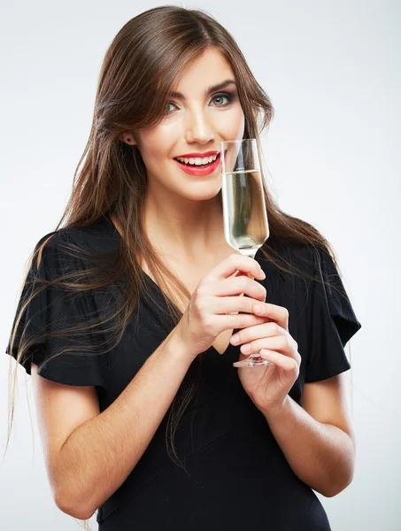 Donna tenere il bicchiere di vino — Foto Stock