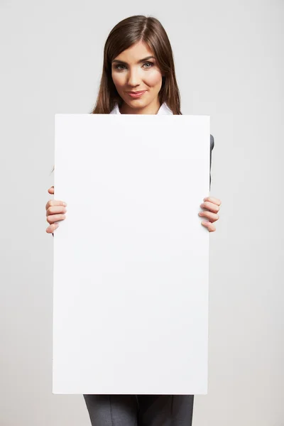 Business woman hold blank card — Stock Photo, Image