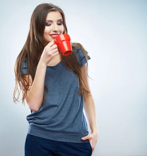 Mujer sostenga taza — Foto de Stock