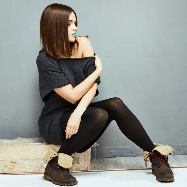 Beautiful model with blue lips — Stock Photo, Image