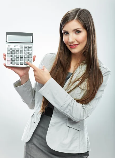 Mujer contable show calculator . — Foto de Stock