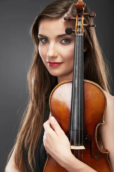 Donna con Violino — Foto Stock