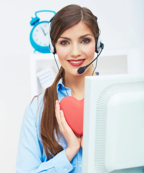 Call center operatore sorridente — Foto Stock