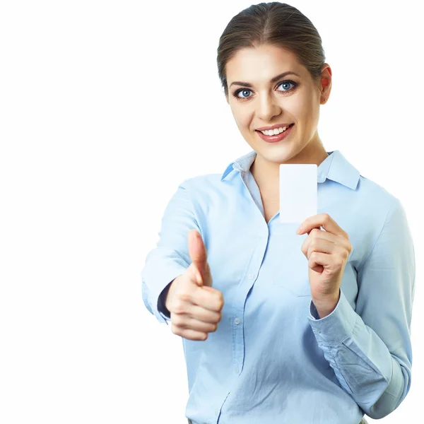 Business woman shows thumb up — Stock Photo, Image