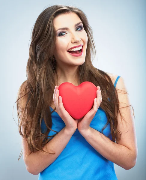 Woman holds heart — Stock Photo, Image