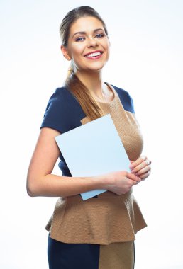 boş kağıt olan kadın