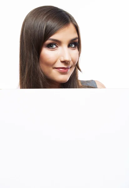 Business woman with blank board — Stock Photo, Image