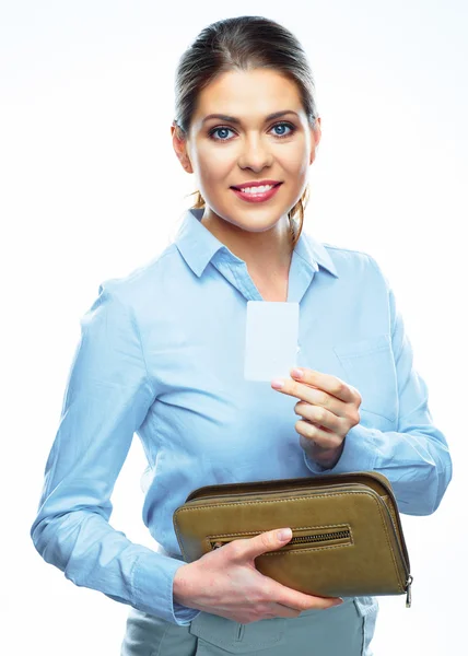 Woman holding credit card — Stock Photo, Image