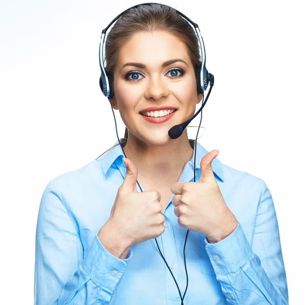 Mujer de negocios con auriculares —  Fotos de Stock