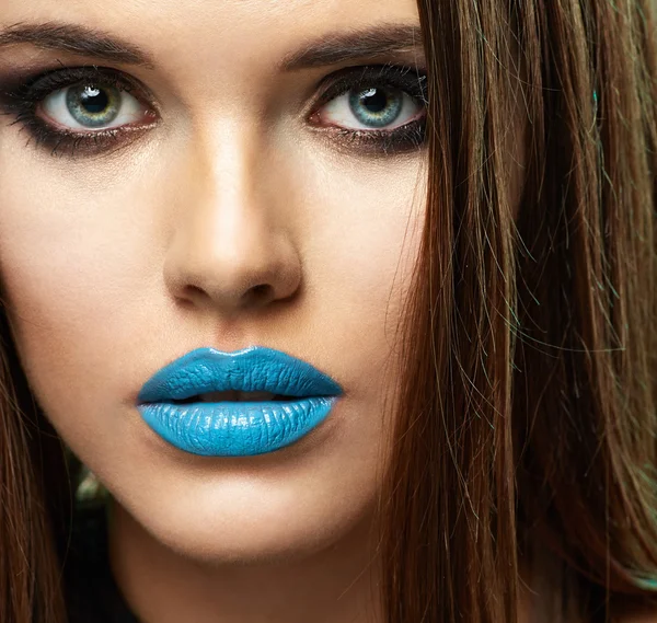 Woman with blue lips — Stock Photo, Image