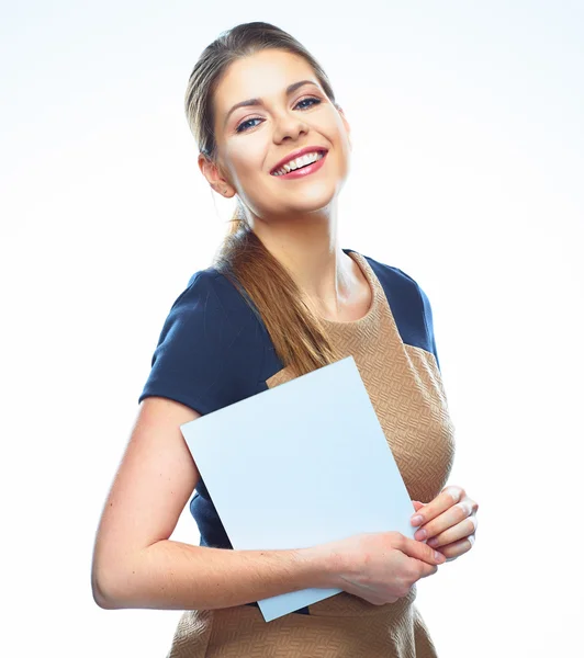 Femme d'affaires avec tableau blanc — Photo