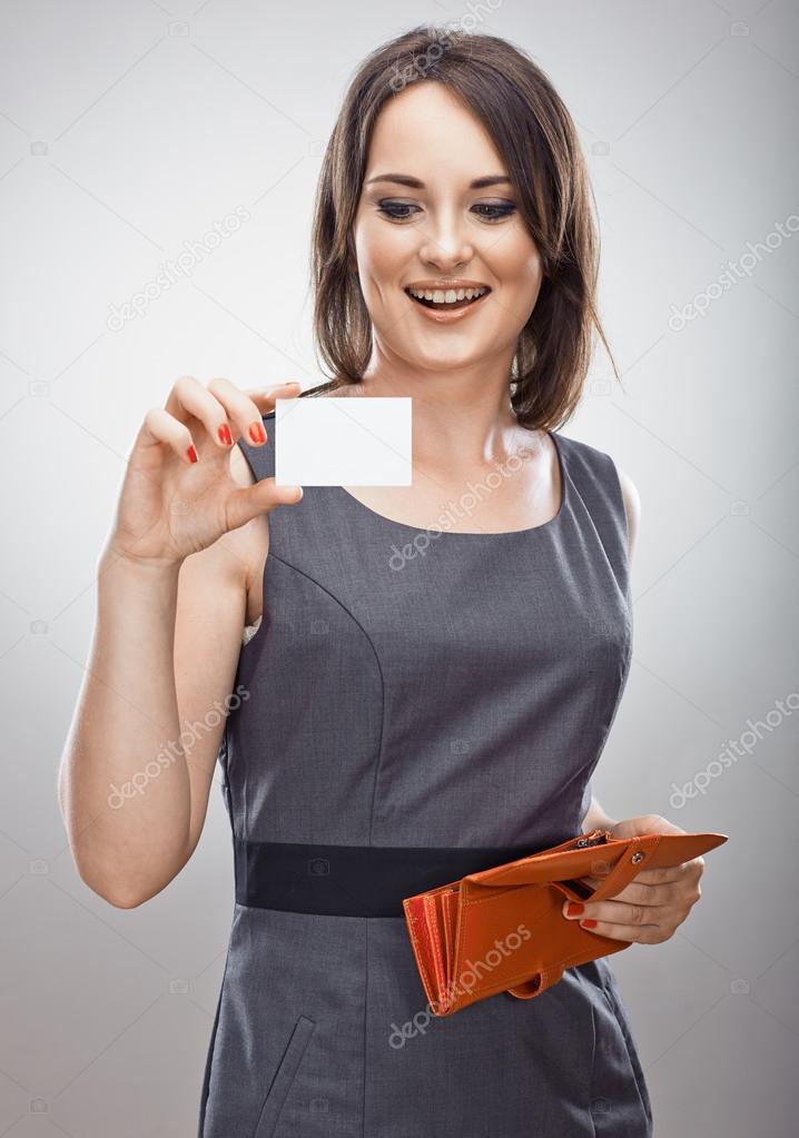 Woman holds credit card