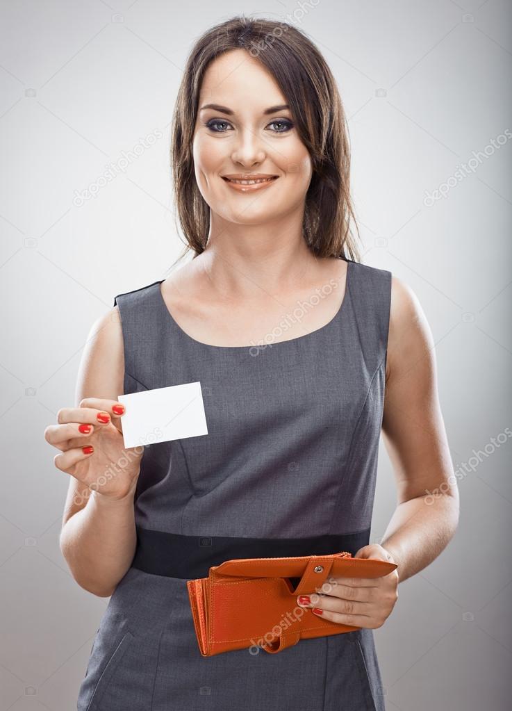 Woman holds credit card