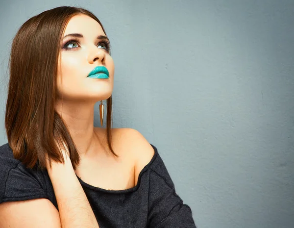 Woman with blue lips — Stock Photo, Image