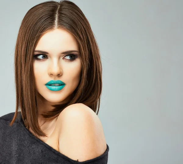 Woman with blue lips — Stock Photo, Image