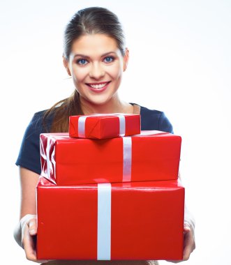 Kırmızı hediye box.happy kadın