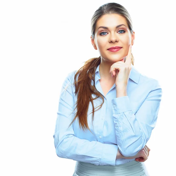 Thinking business woman portrait. — Stock Photo, Image