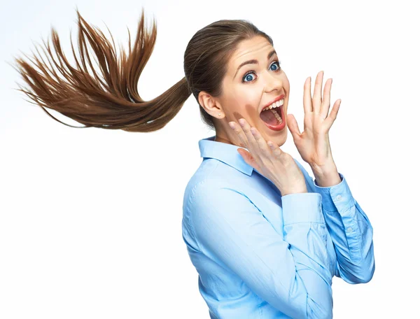 Screaming business woman. Royalty Free Stock Images