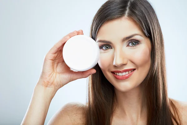 Woman with cream — Stock Photo, Image