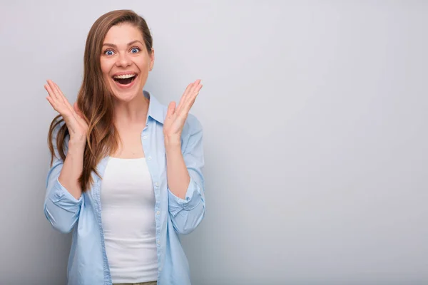 Sorprendida Mujer Sorprendente Retrato Aislado — Foto de Stock