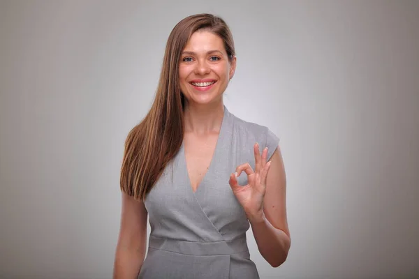 Está Bem Retrato Mulher Negócios Isolado Pessoa Negócios Sorridente Professor — Fotografia de Stock