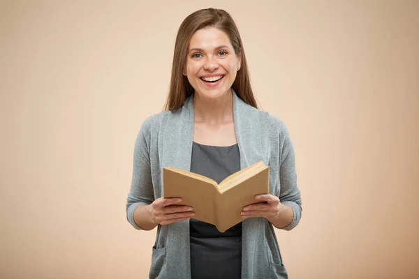 Woman Teacher Female Student Office Accountant Worker Open Book Isolated — Stock Photo, Image