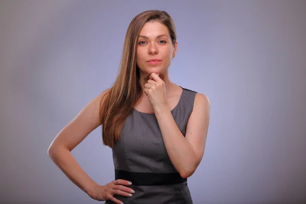 Gondolkodó Komoly Üzleti Tanár Vagy Felnőtt Diák Elszigetelt Női Portré — Stock Fotó