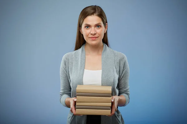 Student Girl Books Isolated Portrait — Stock Photo, Image