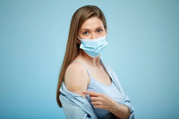 Koncept Izolovaný Portrét Korona Covid Sars Cov Infekce Vakcinace Žena — Stock fotografie