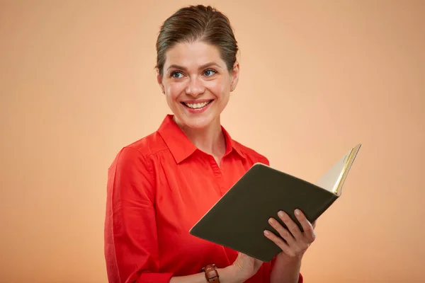 Leraar Student Vrouw Met Open Boek — Stockfoto
