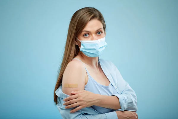 Koncept Izolovaný Portrét Korona Covid Sars Cov Infekce Vakcinace Žena — Stock fotografie