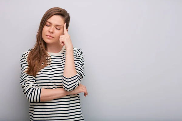 Huvudvärk Smärta Kvinna Med Slutna Ögon Och Stress Eller Migrän — Stockfoto