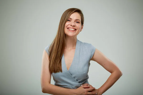 Successful Female Businessperson Standing Hands Waist Isolated Portrait — Stock Photo, Image