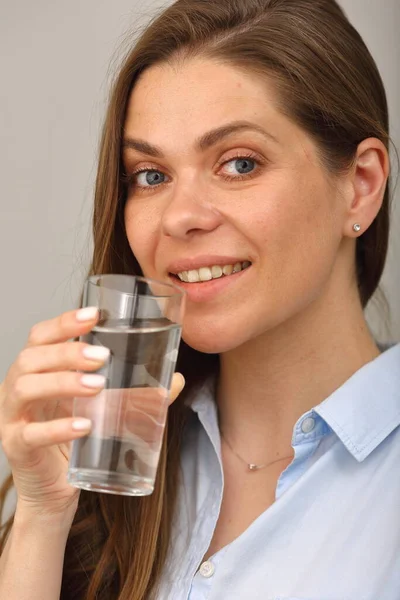 Woman Face Water Glass Close Isolated Portrait — Stock Photo, Image