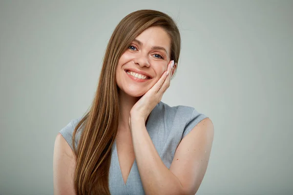 Dreaming Thinking Young Woman Happy Emotion Face Isolated Portrait — Stock Photo, Image