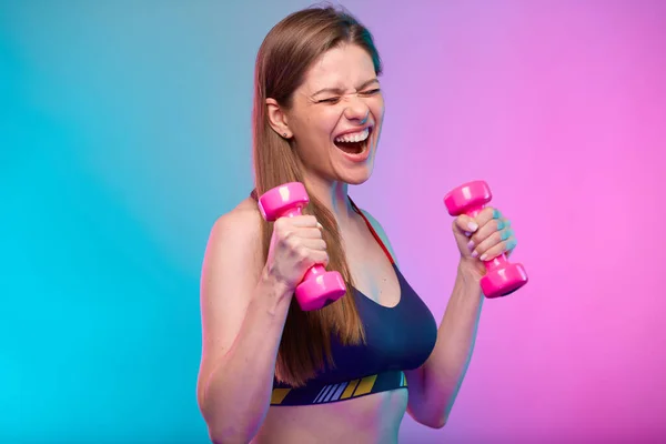 Más Poder Con Mujer Deportiva Haciendo Ejercicio Con Pesas Retrato —  Fotos de Stock