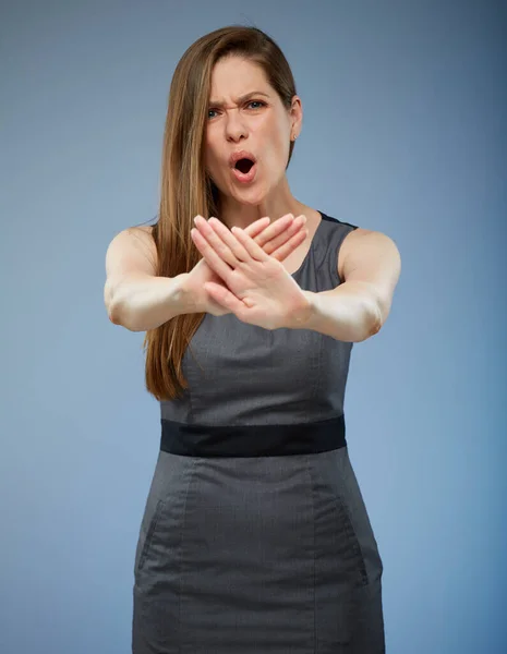 Violence Anger Concept Gesturing Shouting Woman Isolated Portrait — Stock Photo, Image