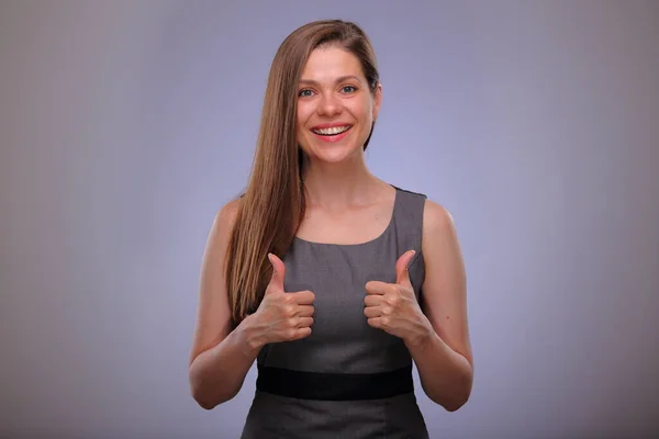 Pulgar Hacia Arriba Retrato Aislado Mujer Negocios Persona Negocios Sonriente — Foto de Stock