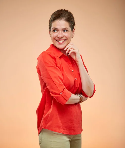 Isolated Portrait Thinking Business Woman Touching Her Chin — Stock Photo, Image