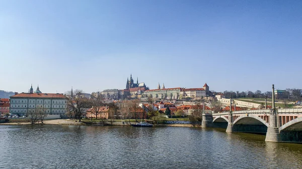 Pražský Hrad Pohled Řeky Karlova Mostu Česká Republika — Stock fotografie