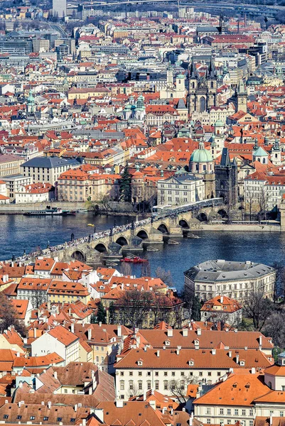 Vista Del Puente Carlos Desde Torre Petrin Praga República Checa — Foto de Stock