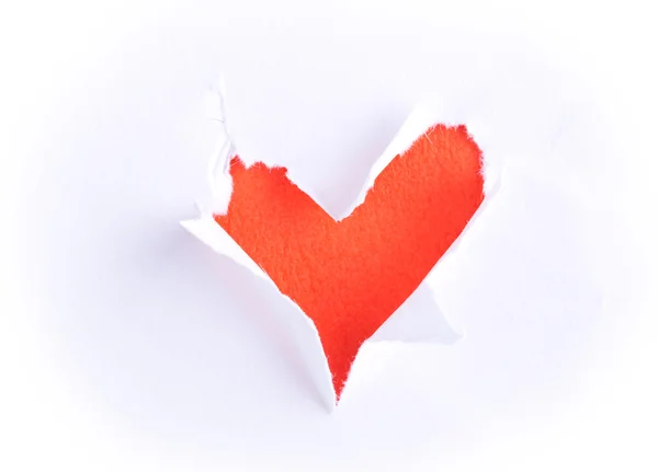 Broken paper with heart shape — Stock Photo, Image