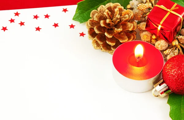 Christmas card with candle — Stock Photo, Image