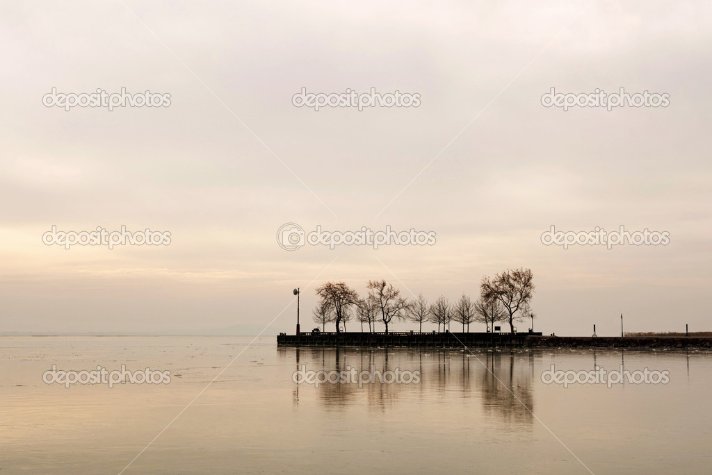 Landscape of Lake Balaton in winter time