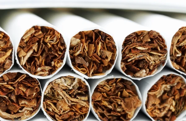 Macro de una pila de cigarrillos — Foto de Stock