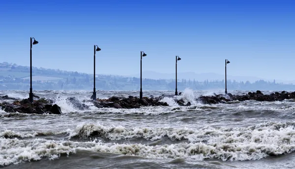 Stormy Lake Balaton, Hungria — Fotografia de Stock