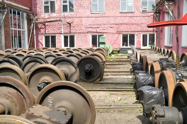 Wheels of railway carriages — Stock Photo, Image